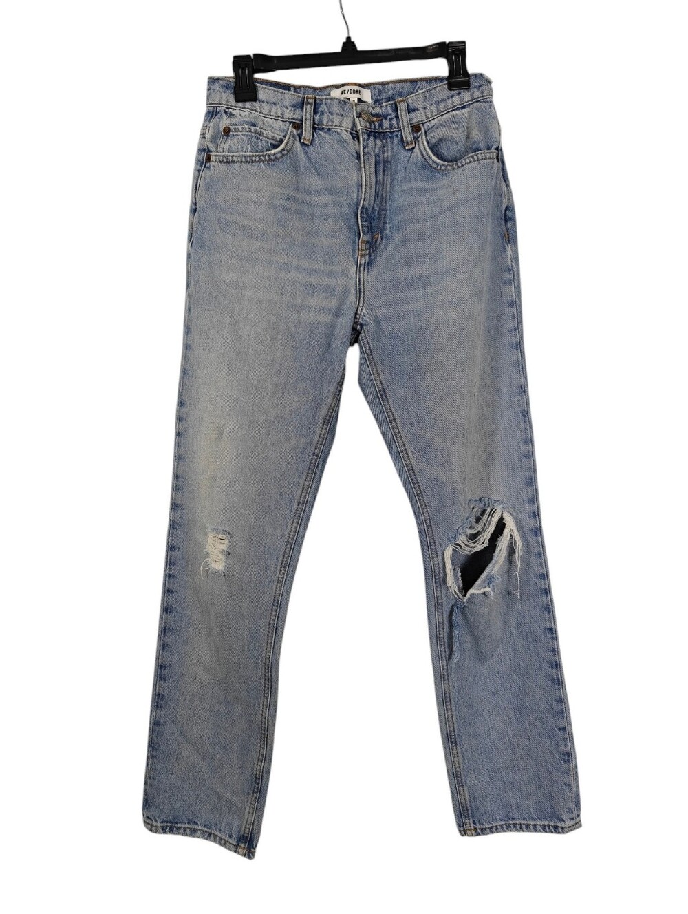 RE/DONE Light Wash Reconstructed Distressed Straight Leg 90s-Style Jeans Size 29
